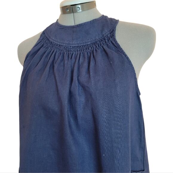 United Colors of Benetton Navy Linen Halter Trapeze Dress Size XS - Picture 3 of 10
